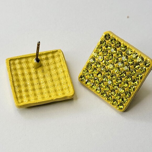Square Yellow Earrings - Picture 2 of 7
